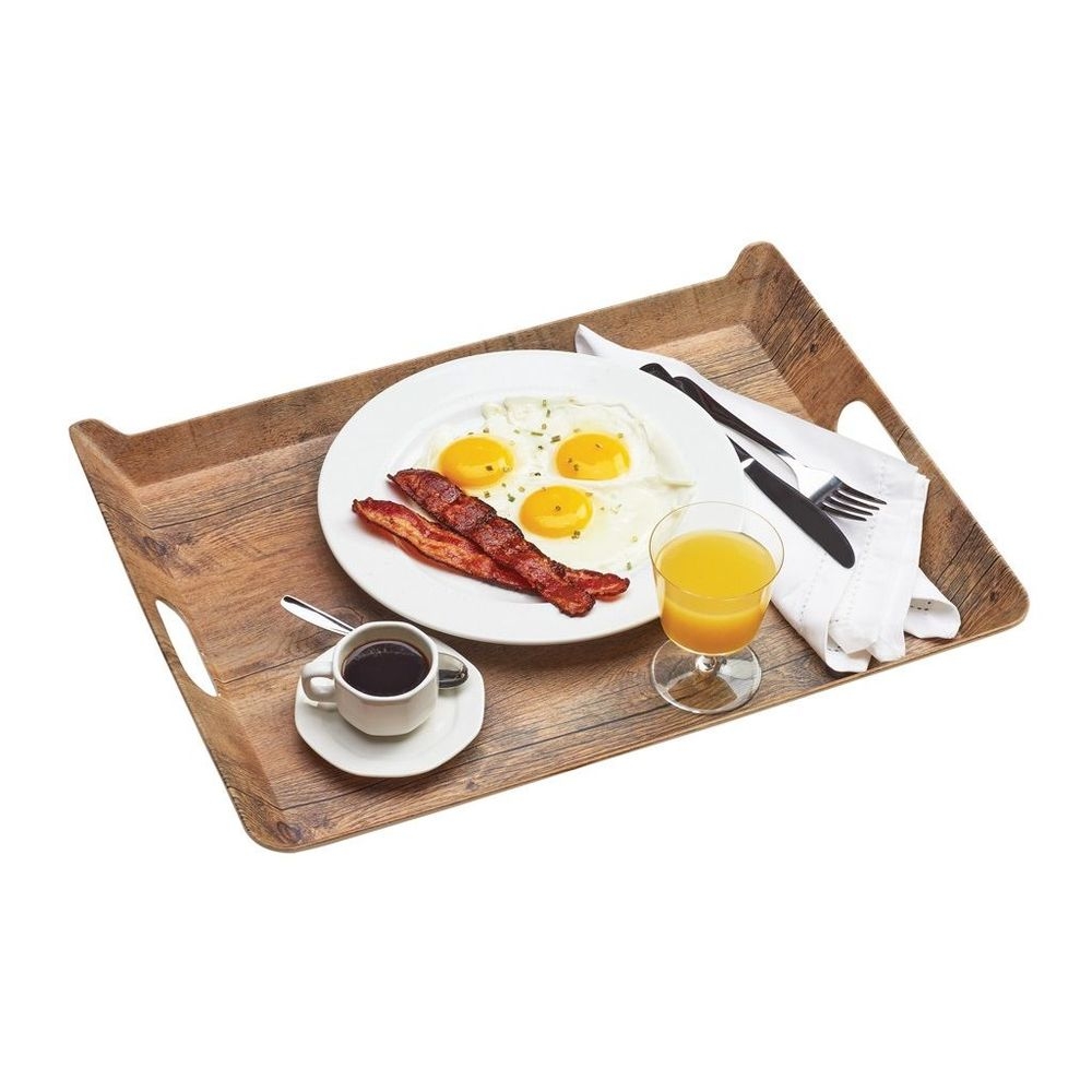 Cal-Mil Hickory Melamine Room Service Tray, 20 x 15.5 x 2 inch -- 6 per case