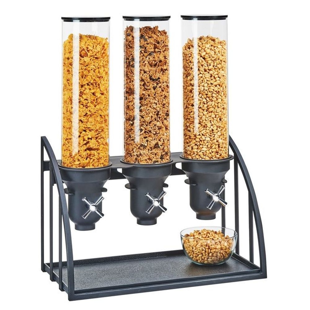 Cal-Mil Mission Turn and Serve Black 3 Cylinder Cereal Dispenser, 19.5 x 10.5 x 26 inch