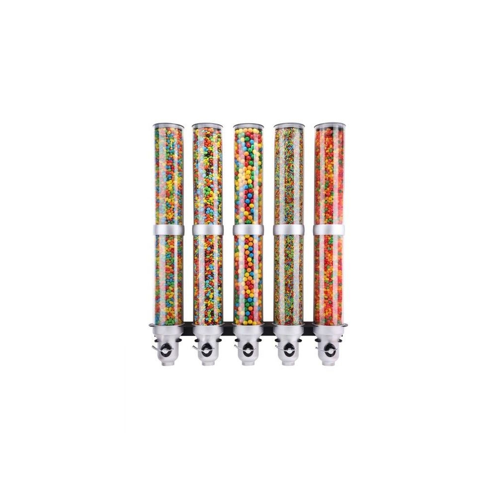 Cal-Mil Wall Mount Free Flow Bulk 5 Cylinder Cereal Dispenser, 31 x 6.5 x 38 inch