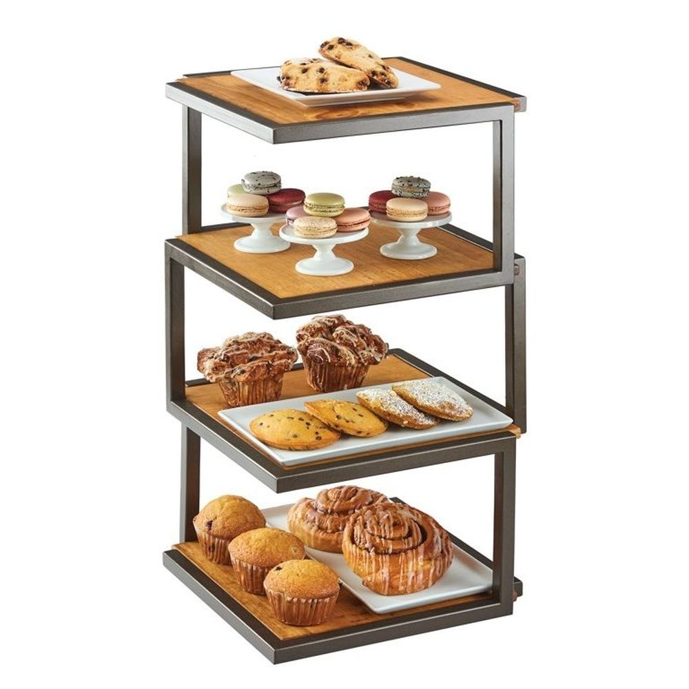 Cal-Mil Sierra 4-Tier Elevation Riser with Bronze Painted Metal Frame, 13.5 x 13.5 x 25 inch