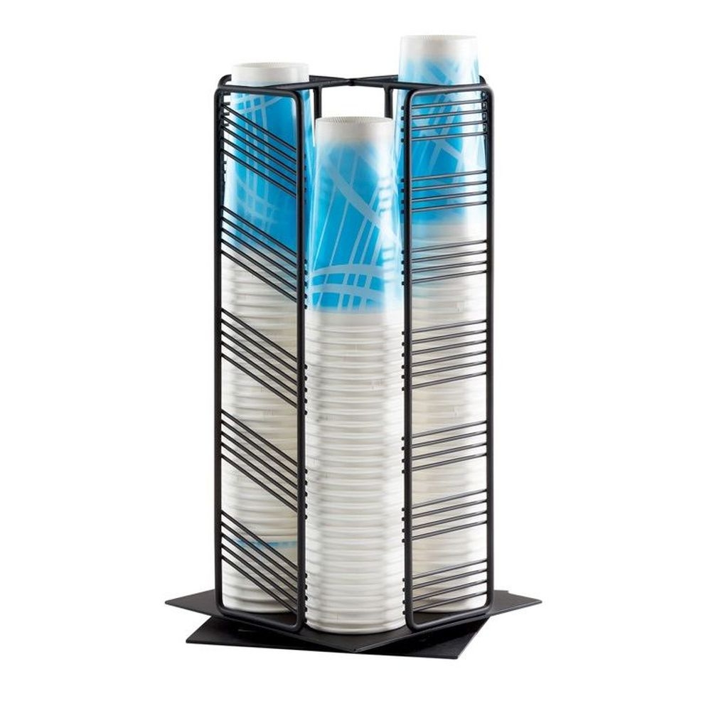 Cal-mil Black Portland Revolving Cup And Lid Organizer, 8.75 Inch Width X 8.75 Inch Depth X 17.75 Inch Height