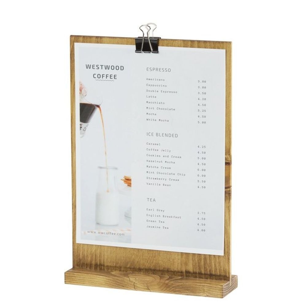 Cal-Mil Madera Pine Wood Clipboard Menu Holder, 9.25 inch Width x 2.5 inch Depth x 13.5 inch Height