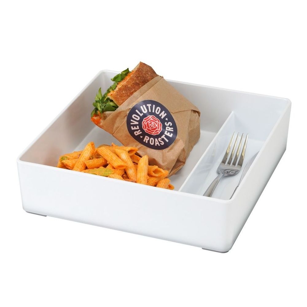 Cal-Mil White Melamine Bento Box, 10 inch Width x 10 inch Depth x 2.75 inch Height