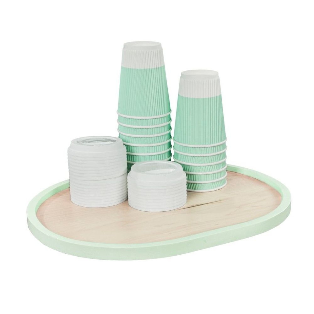 Cal-Mil Blonde Maple Wood Serving Tray With Matcha Colored Rim, 13 inch Width x 16 inch Depth x 1 inch Height -- 6 per case