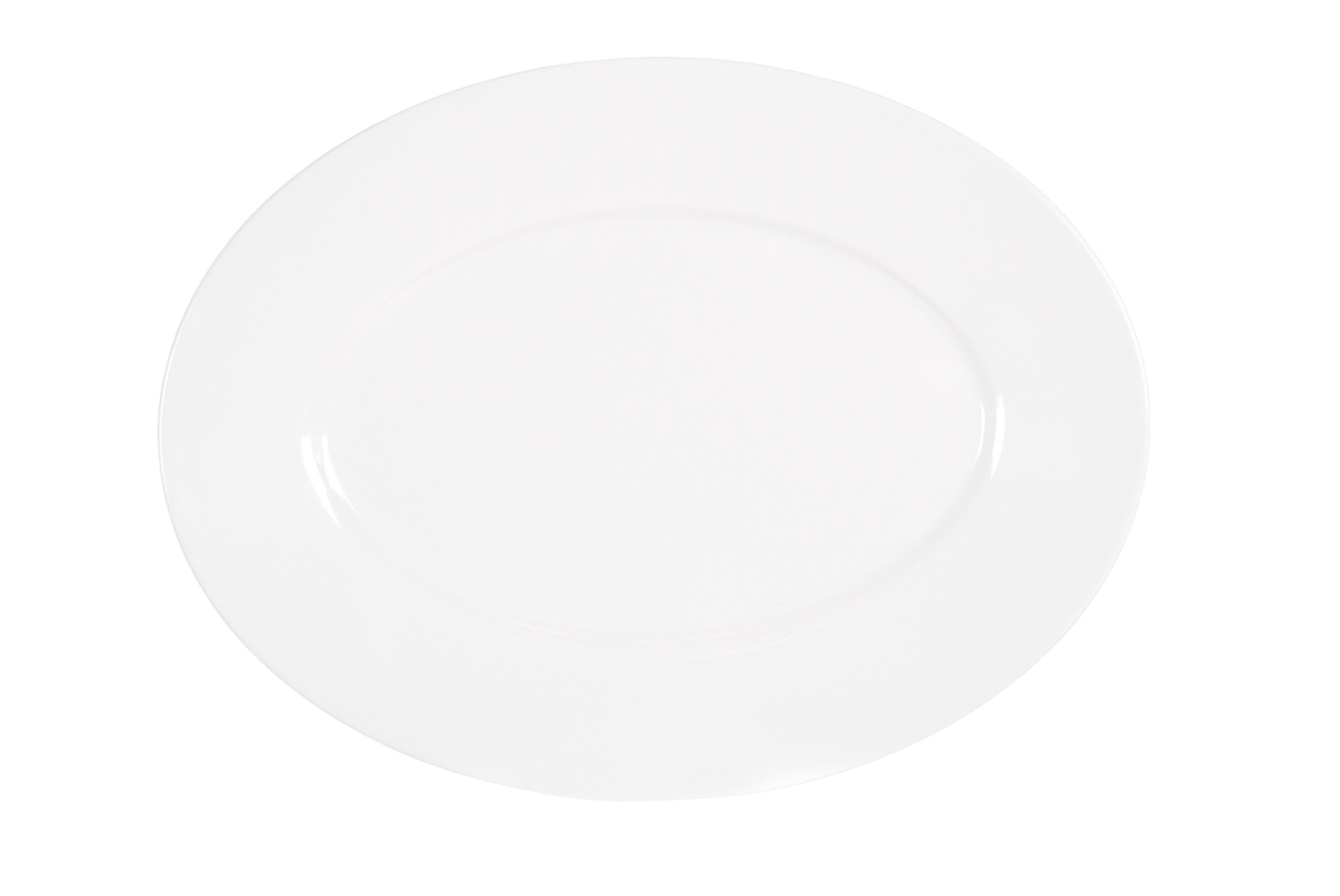 Cal Mil Classic Rim White Oval Melamine Platter, 12 inch Width x 9 inch Depth x 0.75 inch Height