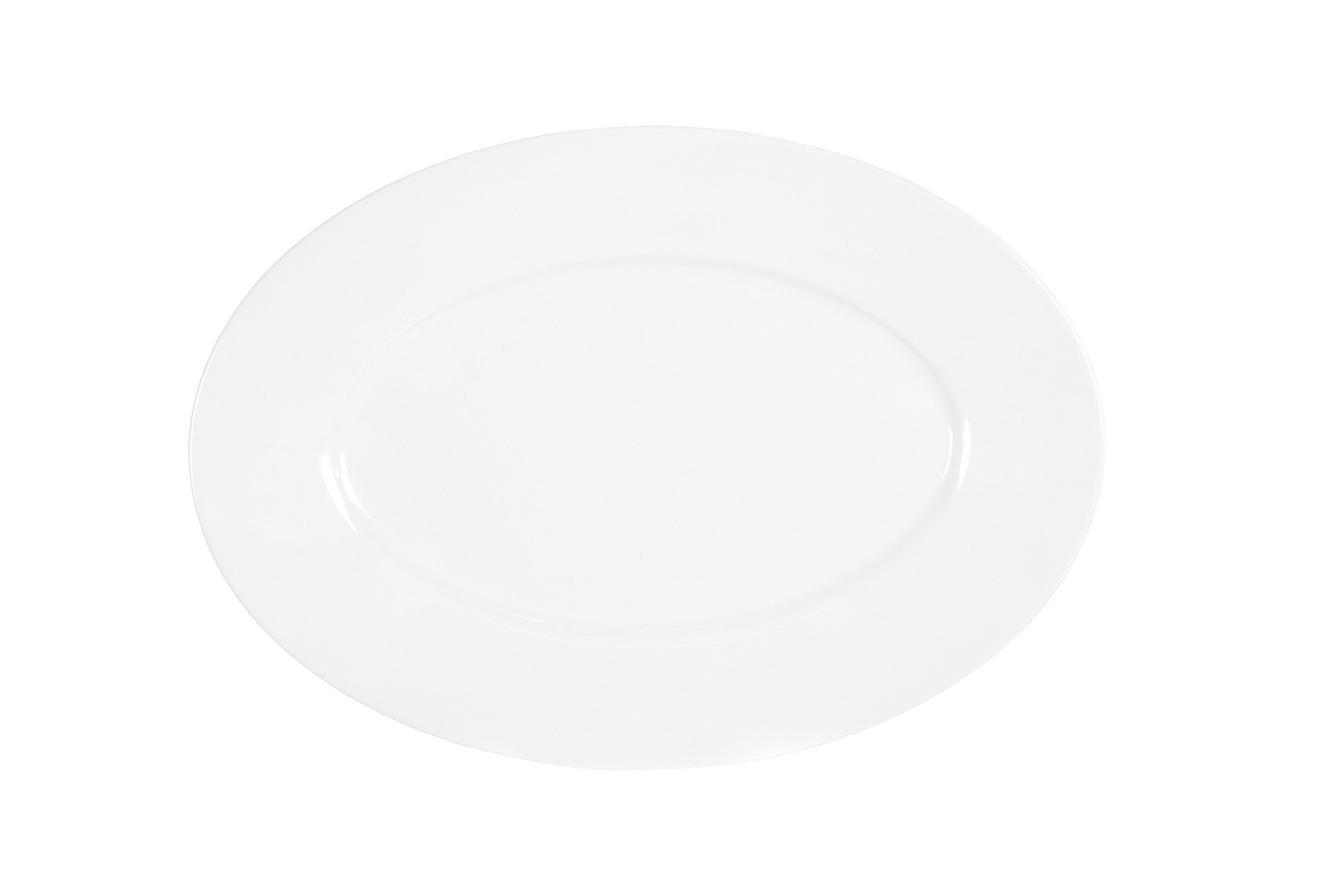 Cal Mil Classic Rim White Oval Melamine Platter, 9.75 inch Width x 7.25 inch Depth x 0.75 inch Height