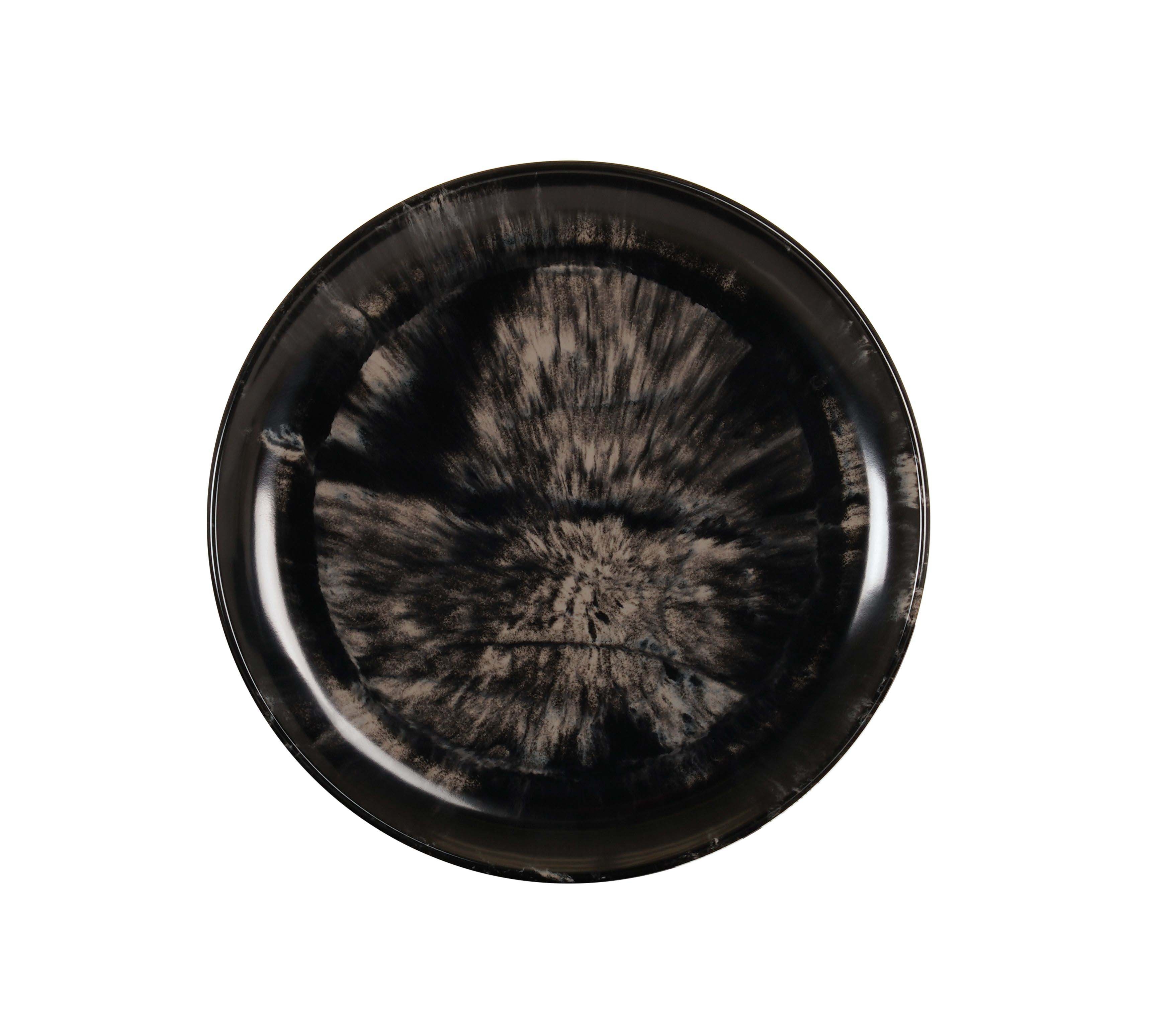 Cal Mil Reactive Black and Ivory Melamine Plate, 10.75 inch Dia. x 0.75 inch Height
