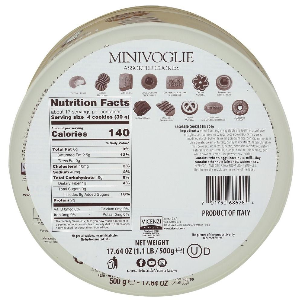 Matilde Vicenzi Minivoglie Cookies, 17.64 Ounce Tin -- 12 per case