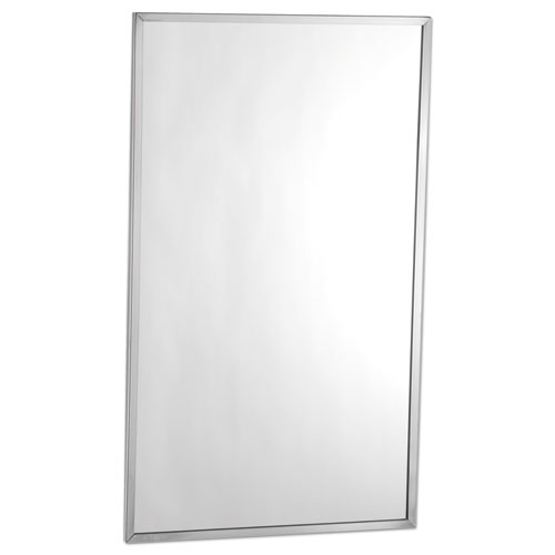 Bobrick Stainless Steel Rectangular Channel-Framed Mirror, 18 inch Wide x 24 inch Height