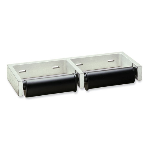 Bobrick ClassicSeries Black/Aluminum Toilet Tissue Dispenser for Two Rolls, Controlled Delivery, 12.5 x 4 86 x 1.5 inch