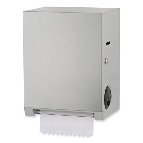 Bobrick Satin Stainless Steel/Black Surface-Mounted Roll Paper Towel Dispenser, 11.69 x 8.94 x 15 inch