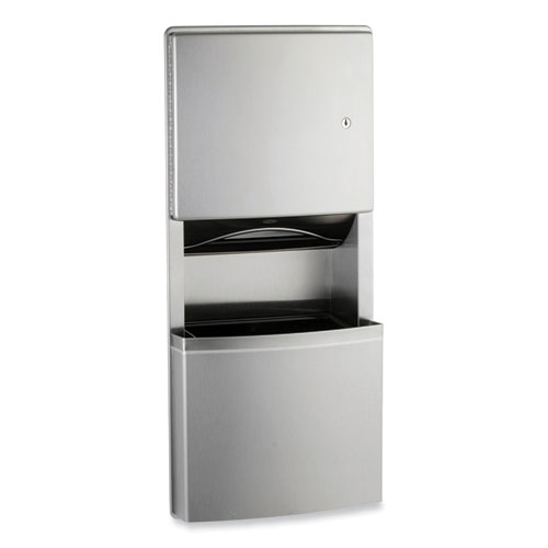 Bobrick Contura Series Satin Stainless Steel Recessed Paper Towel Dispenser/Waste Receptacle with TowelMate/LinerMate, 12.75x5.51x28 inch
