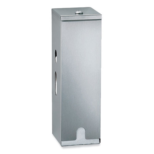 Bobrick ClassicSeries Satin Finish Stainless Steel Surface-Mounted Three-Roll Toilet Tissue Dispenser, 4.63 x 5 x 14.88 inch