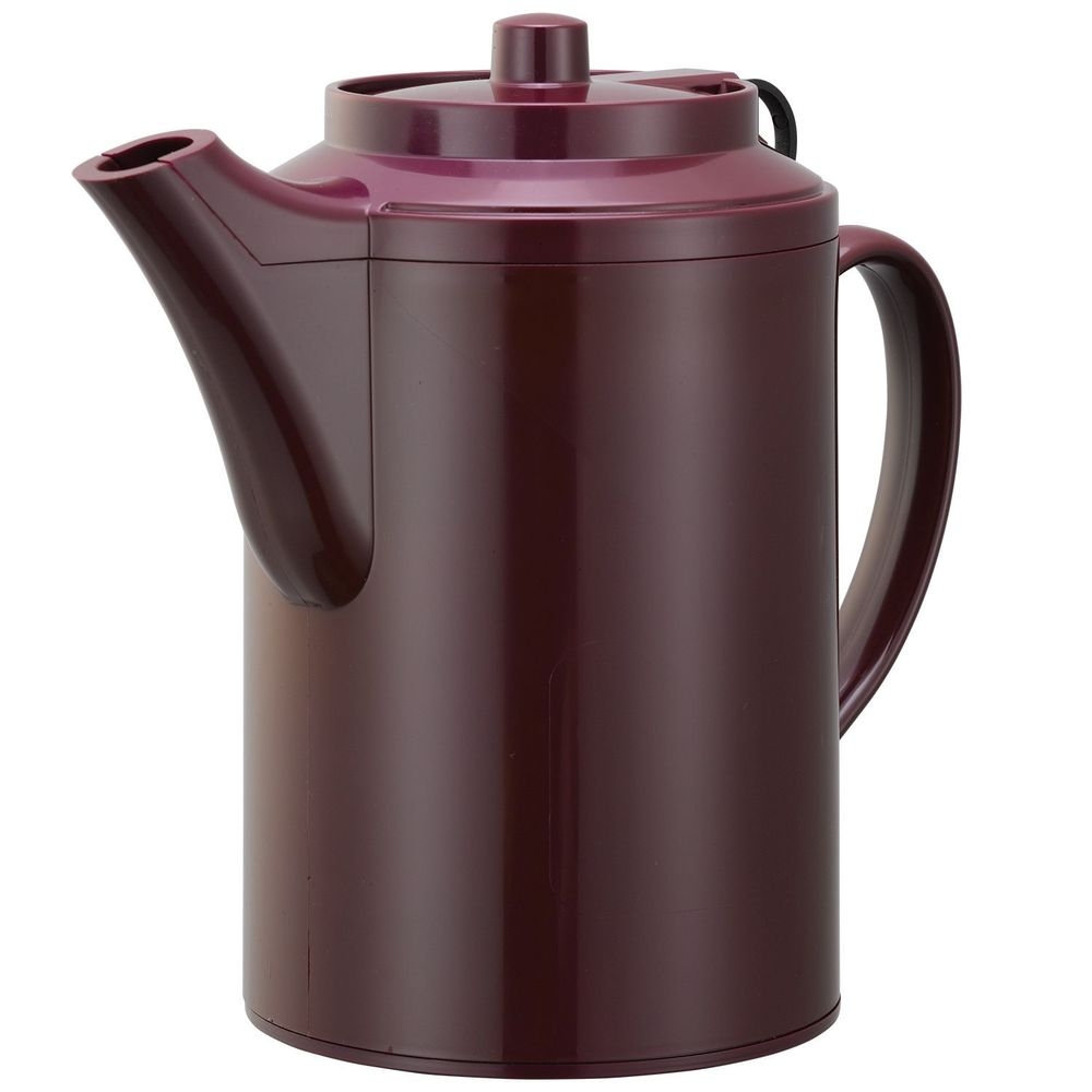 Service Ideas Plastic Burgundy Double Wall Teapot with Tether, 16 Ounce Capacity -- 6 per case