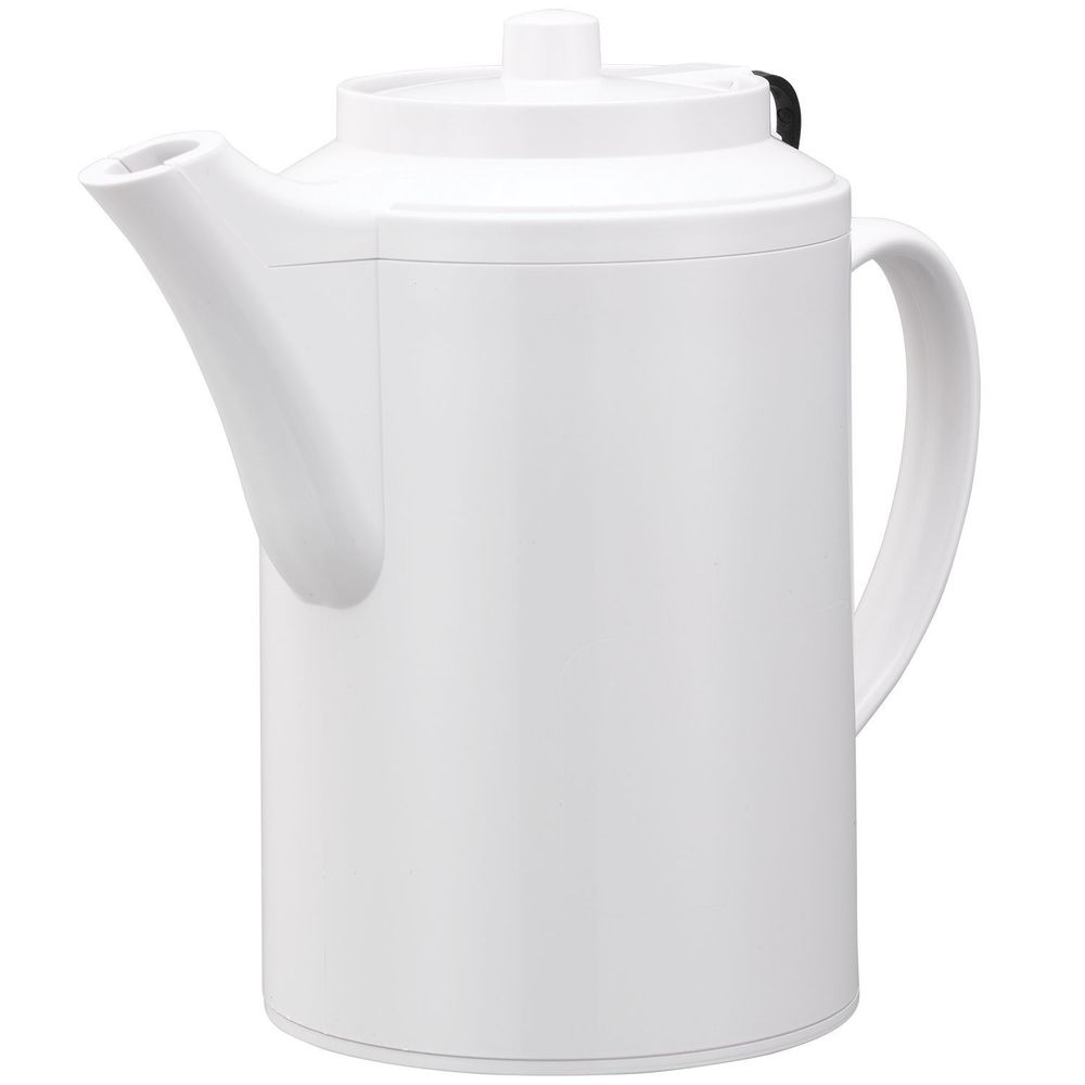 Service Ideas Plastic White Double Wall Teapot with Tether, 16 Ounce Capacity -- 6 per case