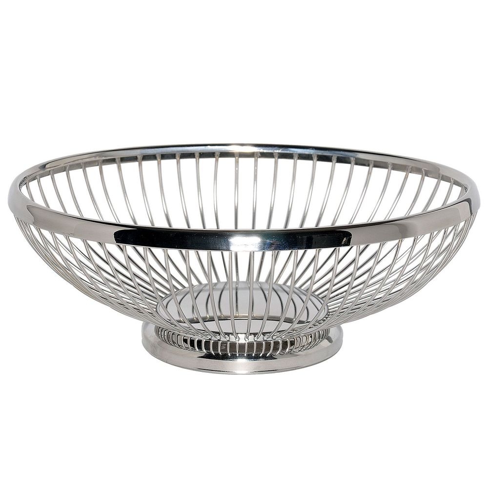 Service Ideas 18/8 Stainless Steel Polished Finish Oval Wire Basket, 9 inch Length x 7 inch Width x 3.5 inch Height -- 12 per case