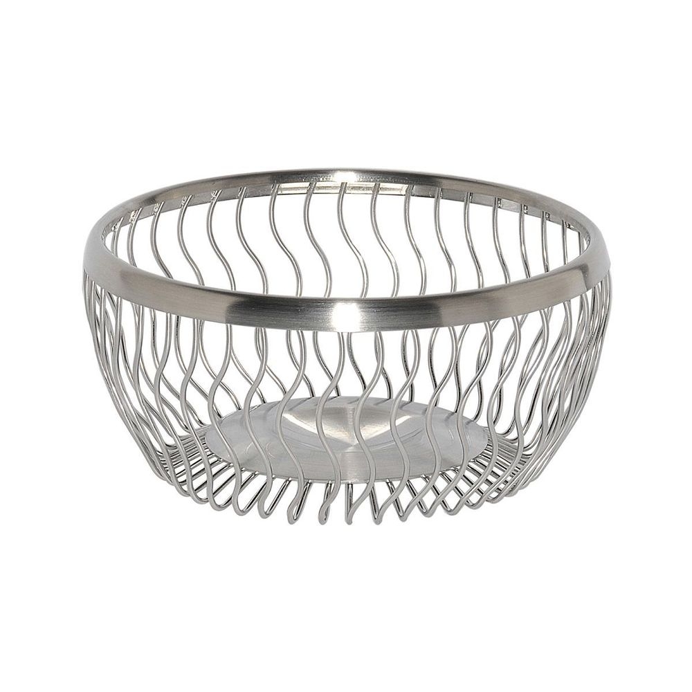 Service Ideas 18/8 Stainless Steel Brushed Finish Round Wave Wire Basket, 9 inch -- 12 per case