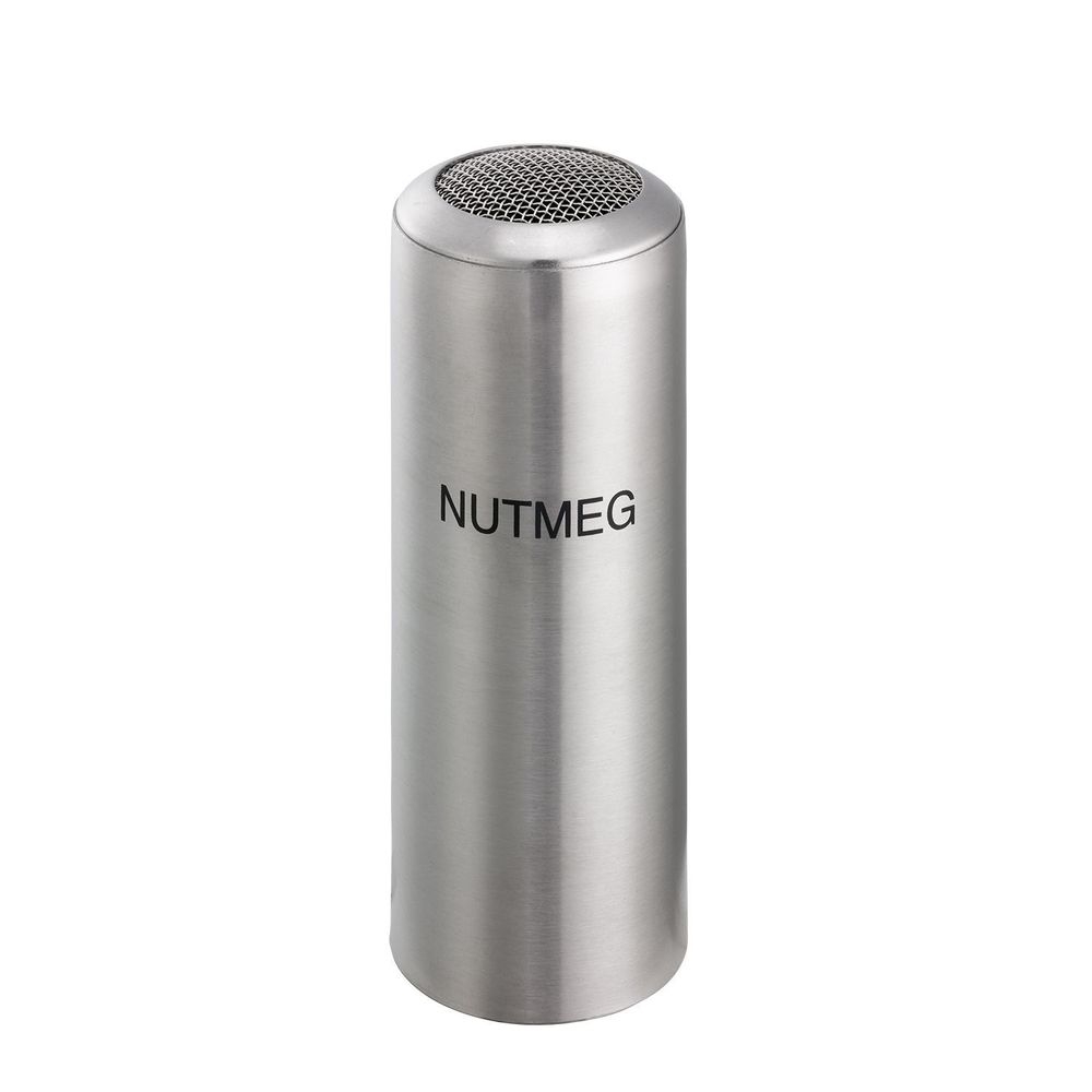 Service Ideas Stainless Steel Brushed Finish Nutmeg Print Mesh Top Condiment Shaker, 6 Ounce Capacity