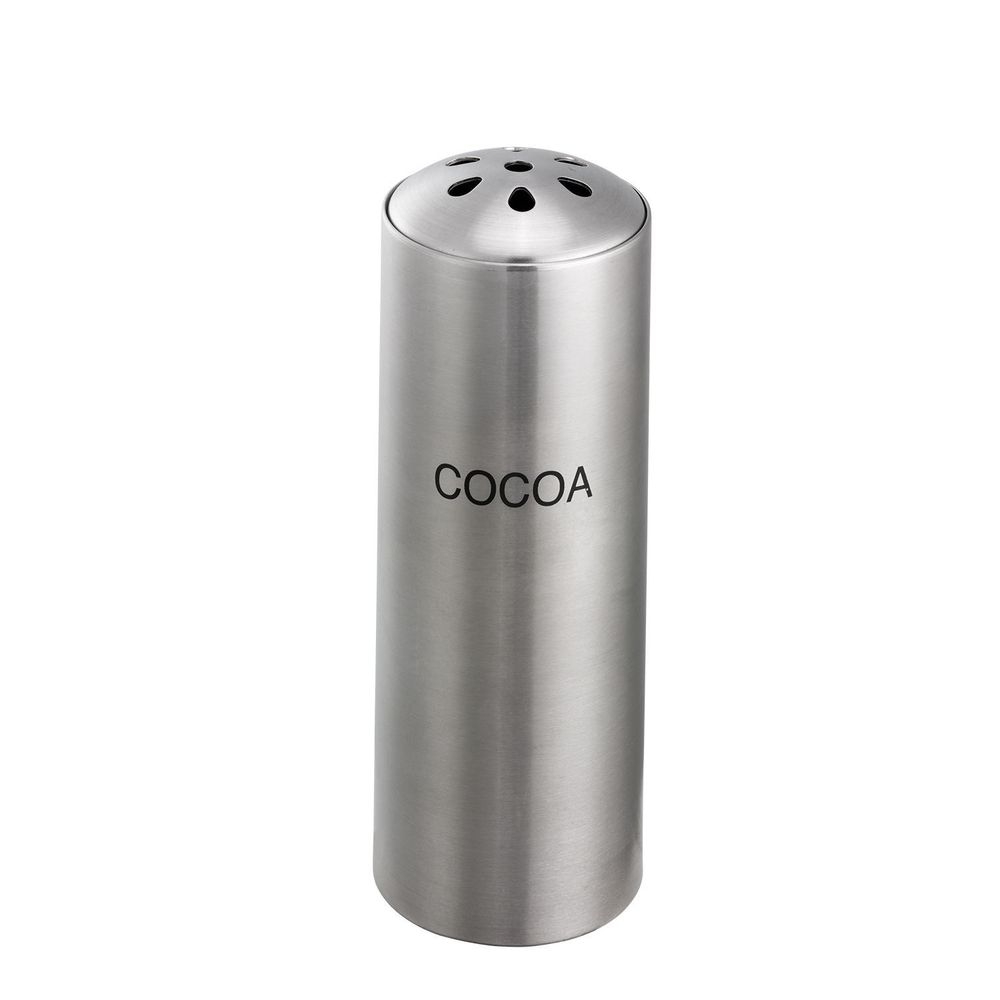 Service Ideas Stainless Steel Brushed Finish Cocoa Teardrop Top Condiment Shaker, 6 Ounce Capacity