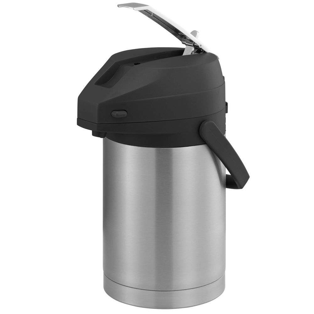 Service Ideas Color Me SVAC Brushed Stainless Finish Vacuum Insulated Airpot with Black Lever Pump Lid, 2.2 Liter Capacity -- 6 per case