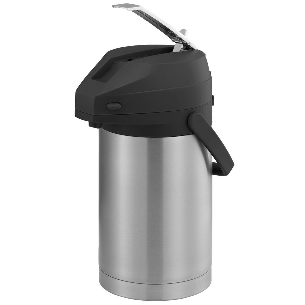Service Ideas Color Me SVAC Brushed Stainless Finish Vacuum Insulated Airpot with Black Lever Pump Lid, 2.5 Liter Capacity -- 6 per case