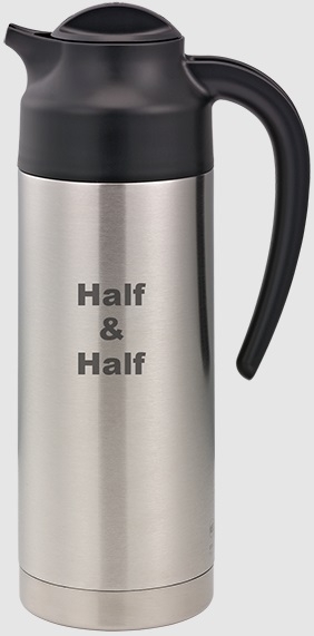 Service Ideas SteelVac Brushed Stainless and Black Half and Half Vacuum Insulated Carafe, 1 Liter Capacity