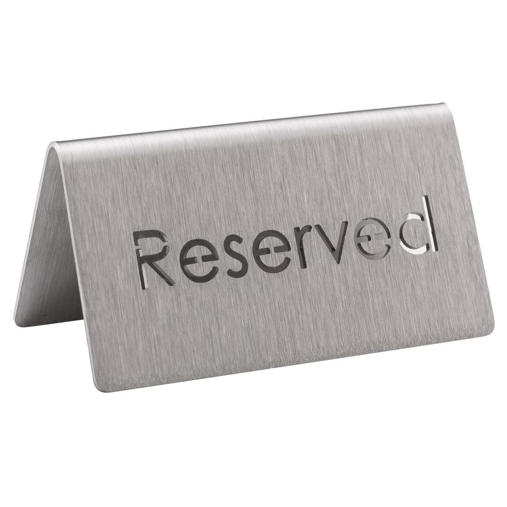 Service Ideas 18/8 Stainless Steel Brushed Finish Reserved Laser Cut ID Table Tent, 1 inch Width x 1 inch Height