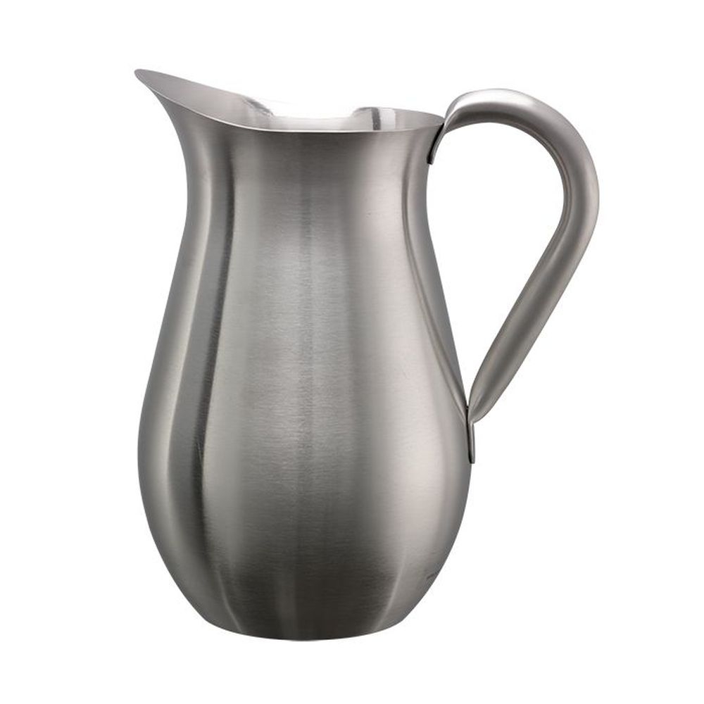 Service Ideas Brushed Finish Stainless Steel Bell Pitcher Without Ice Guard, 2 Liter Capacity