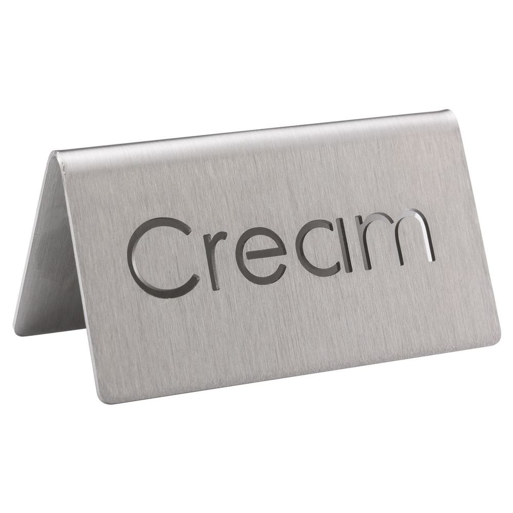 Service Ideas 18/8 Stainless Steel Brushed Finish Cream Laser Cut ID Table Tent, 1.75 inch Width x 1.5 inch Height