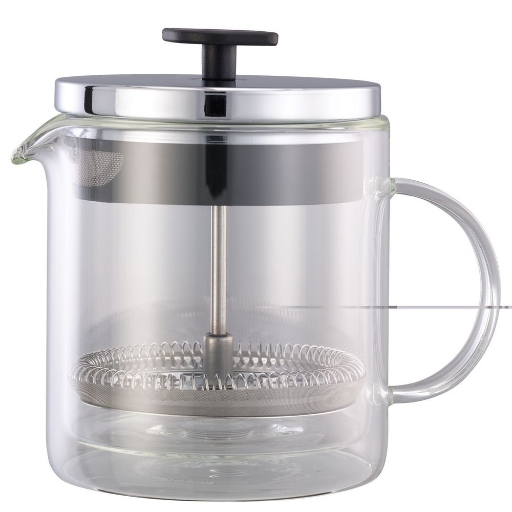 Service Ideas Clear Double Wall Glass Press, 0.4 Liter Capacity -- 12 per case