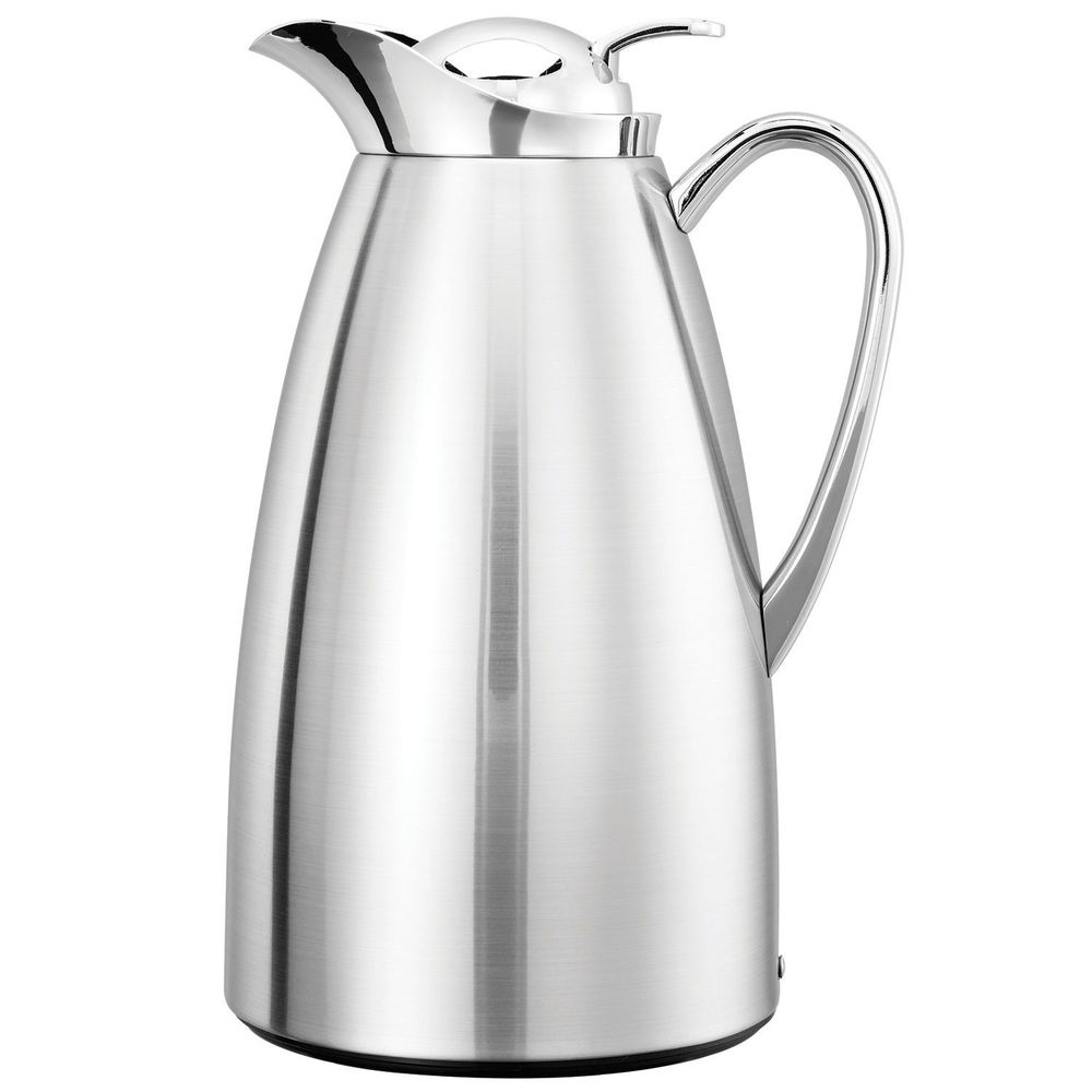 Service Ideas Classy Polished Finish Glass Vacuum Insulated Carafe with Push Button, 1 Liter Capacity -- 6 per case