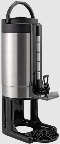 Service Ideas Brushed Stainless and Black Universal Thermal Vacuum Insulated Dispenser, 2 Gallon Capacity