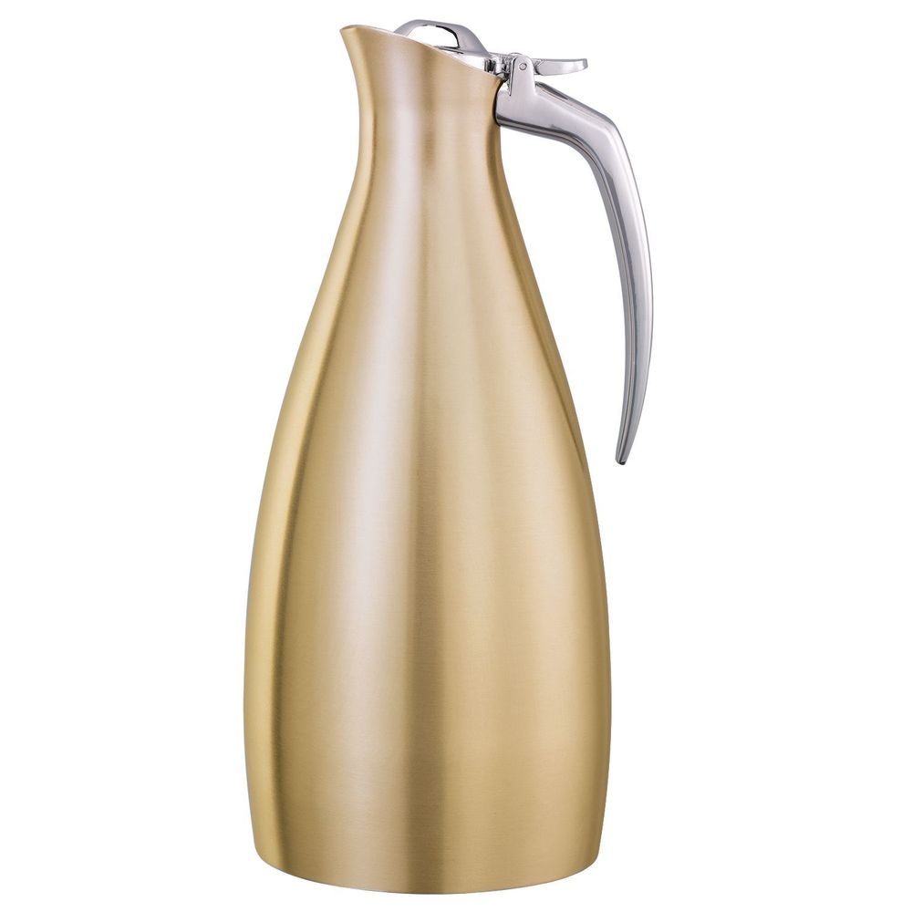 Service Ideas Altus Series Stainless Steel Vintage Gold Vacuum Insulated Carafe with Flip Top Lid, 1 Liter Capacity -- 6 per case