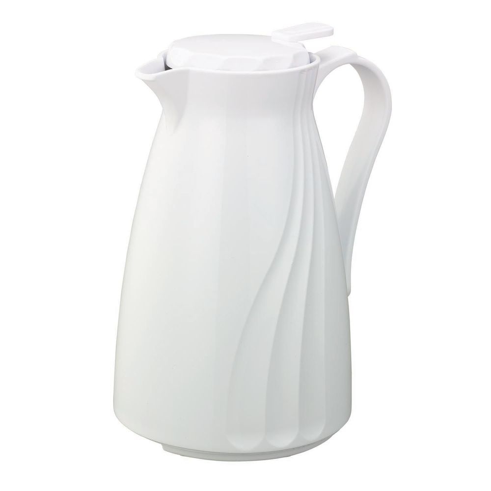Service Ideas Twist N Serv White Foam Insulated Carafe with Push Button Lid, 1.2 Liter Capacity -- 12 per case