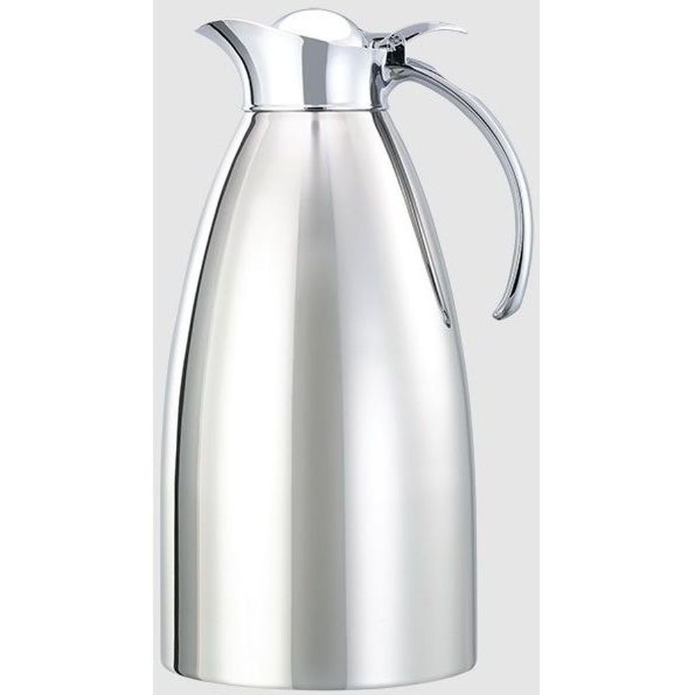 Service Ideas Marquette Series 18/8 Stainless Steel Polished Finish Vacuum Insulated Carafe with Flip Top Lid, 2 Liter Capacity