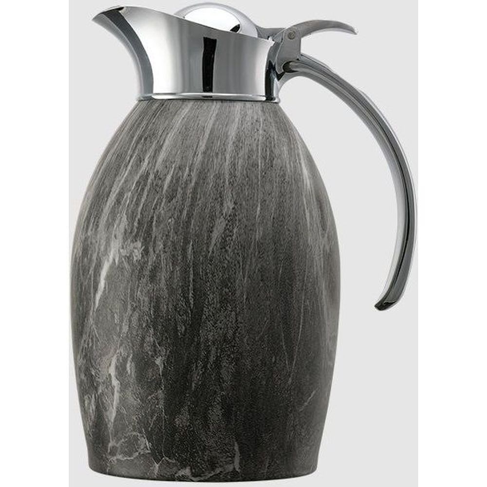 Service Ideas Nicollet Series 18/8 Stainless Steel Gray Marble Finish Vacuum Insulated Carafe with Flip Top, 1 Liter Capacity