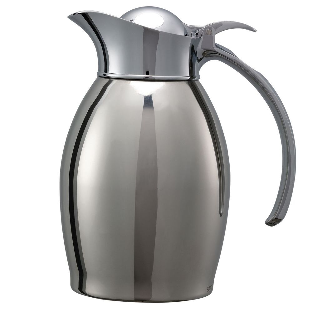 Service Ideas Nicollet Series 18/8 Stainless Steel Polished Finish Vacuum Insulated Carafe with Flip Top, 0.6 Liter Capacity -- 6 per case
