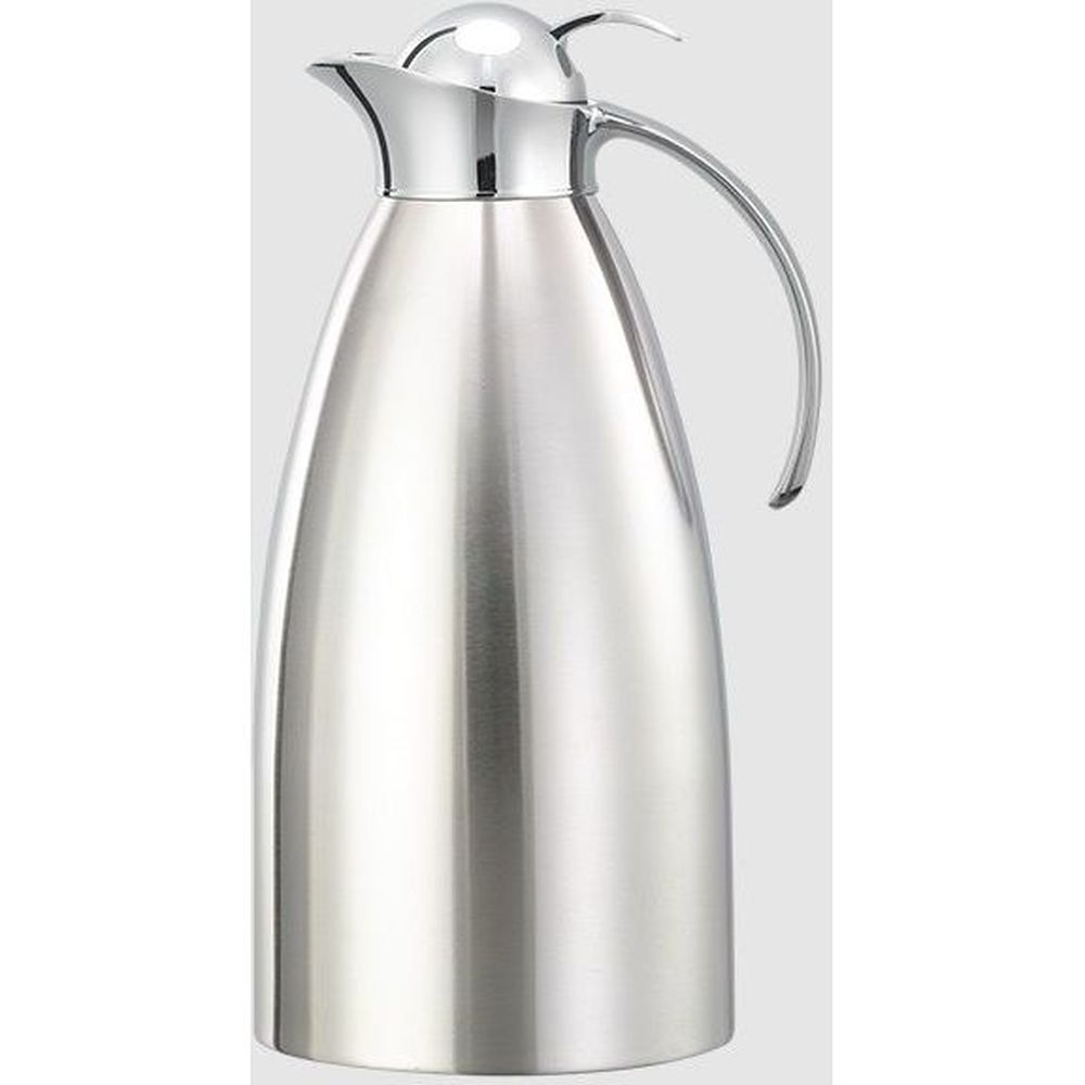 Service Ideas Marquette Series 18/8 Stainless Steel Brushed with Polished Accents Finish Vacuum Insulated Carafe with Push Button Lid, 2 Liter Capacity