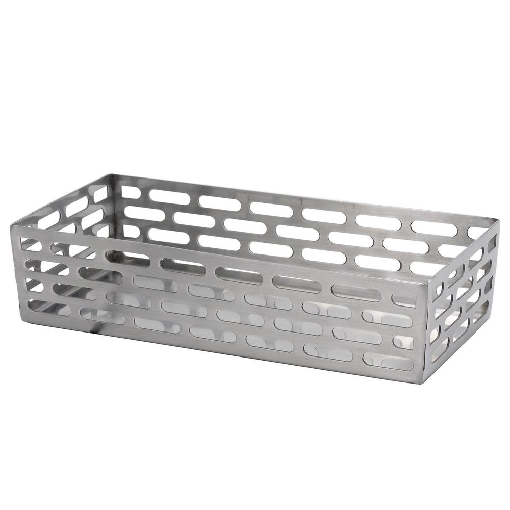 Service Ideas 18/8 Stainless Steel Brushed Finish Rectangle Mod18 Bread Basket, 9 inch Depth x 5 inch Width x 3 inch Height