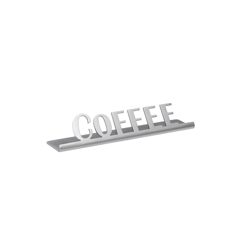 Service Ideas Stainless Steel Brushed Finish Coffee Laser Cut ID Tabletop Sign, 1 inch Width x 1 inch Height