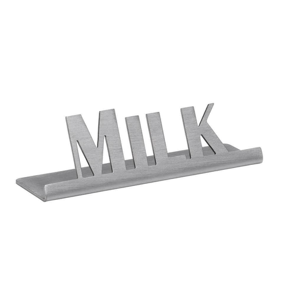 Service Ideas Stainless Steel Brushed Finish Milk Laser Cut ID Tabletop Sign, 1 inch Width x 1 inch Height
