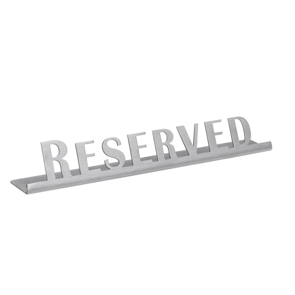 Service Ideas Stainless Steel Brushed Finish Reserved Laser Cut ID Tabletop Sign, 1 inch Width x 1 inch Height