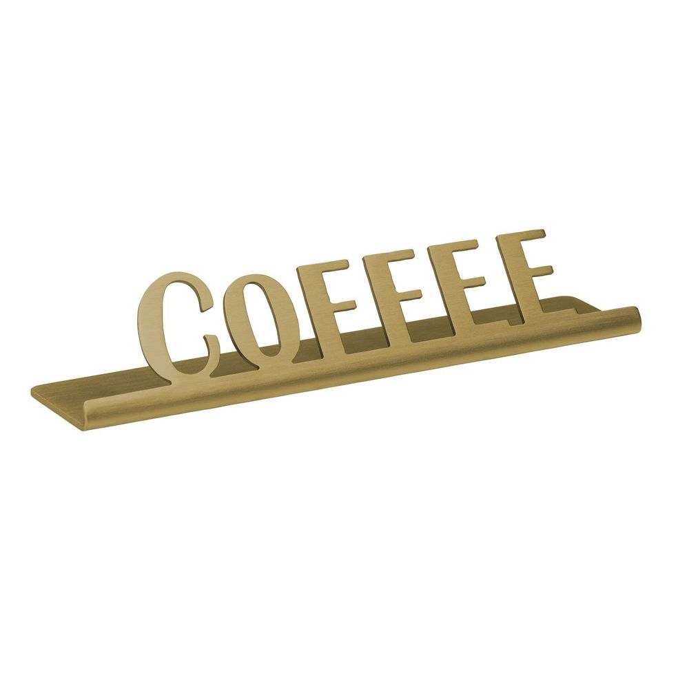 Service Ideas Stainless Steel Vintage Gold Finish Coffee Laser Cut ID Tabletop Sign, 1 inch Width x 1 inch Height