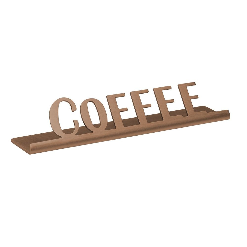 Service Ideas Stainless Steel Rose Gold Finish Coffee Laser Cut ID Tabletop Sign, 1 inch Width x 1 inch Height