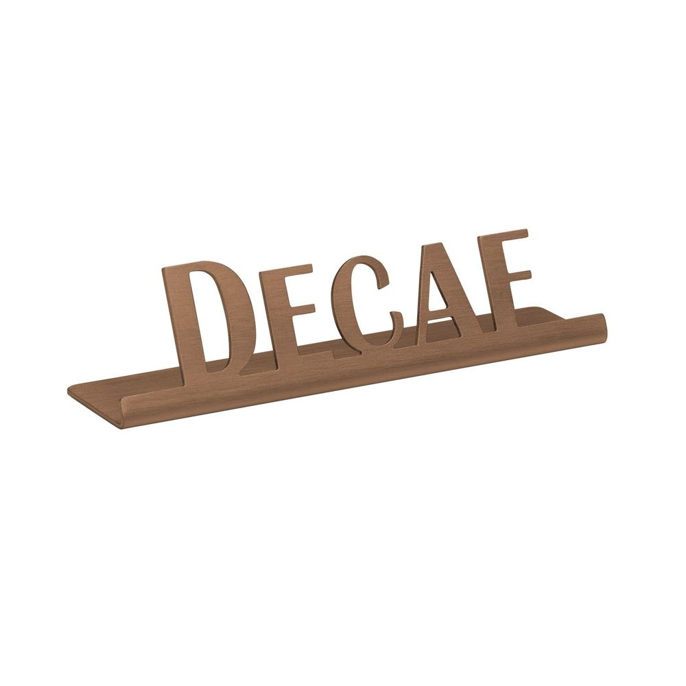 Service Ideas Stainless Steel Rose Gold Finish Decaf Laser Cut ID Tabletop Sign, 1 inch Width x 1 inch Height