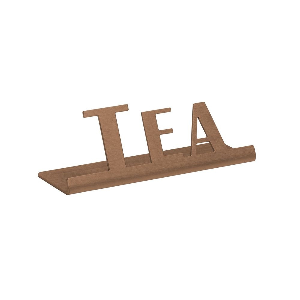 Service Ideas Stainless Steel Rose Gold Finish Tea Laser Cut ID Tabletop Sign, 1 inch Width x 1 inch Height