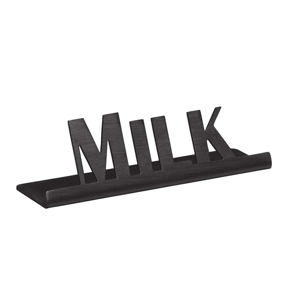 Service Ideas Stainless Steel Black Onyx Finish Milk Laser Cut ID Tabletop Sign, 1 inch Width x 1 inch Height