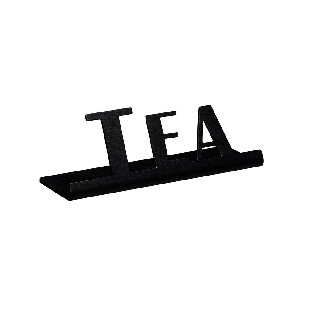 Service Ideas Stainless Steel Black Onyx Finish Tea Laser Cut ID Tabletop Sign, 1 inch Width x 1 inch Height