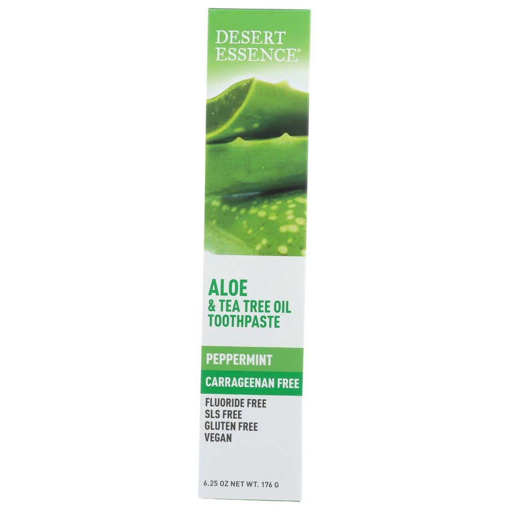 Desert Essence Peppermint Carrageenan Free Aloe and Tea Tree Oil Toothpaste, 6.25 Ounce