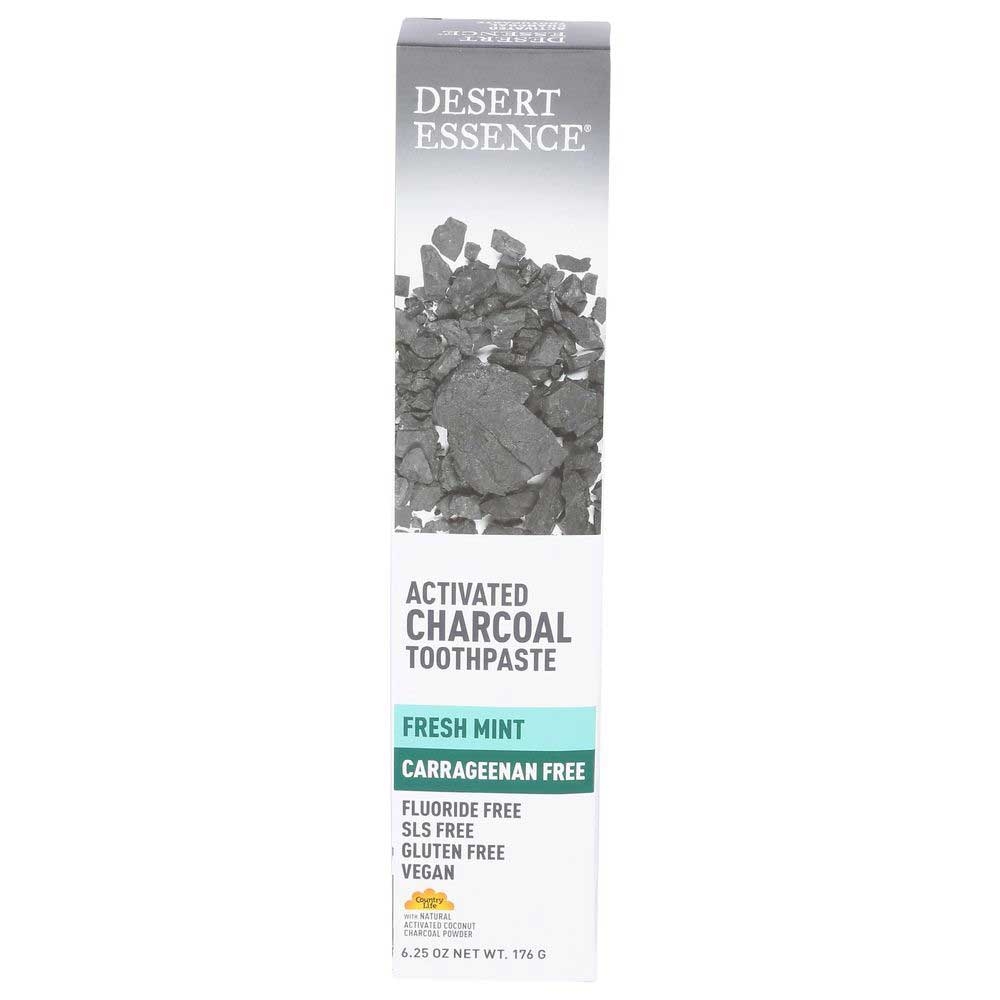 Desert Essence Fresh Mint Carrageenan Free Activated Charcoal Toothpaste, 6.25 Ounce